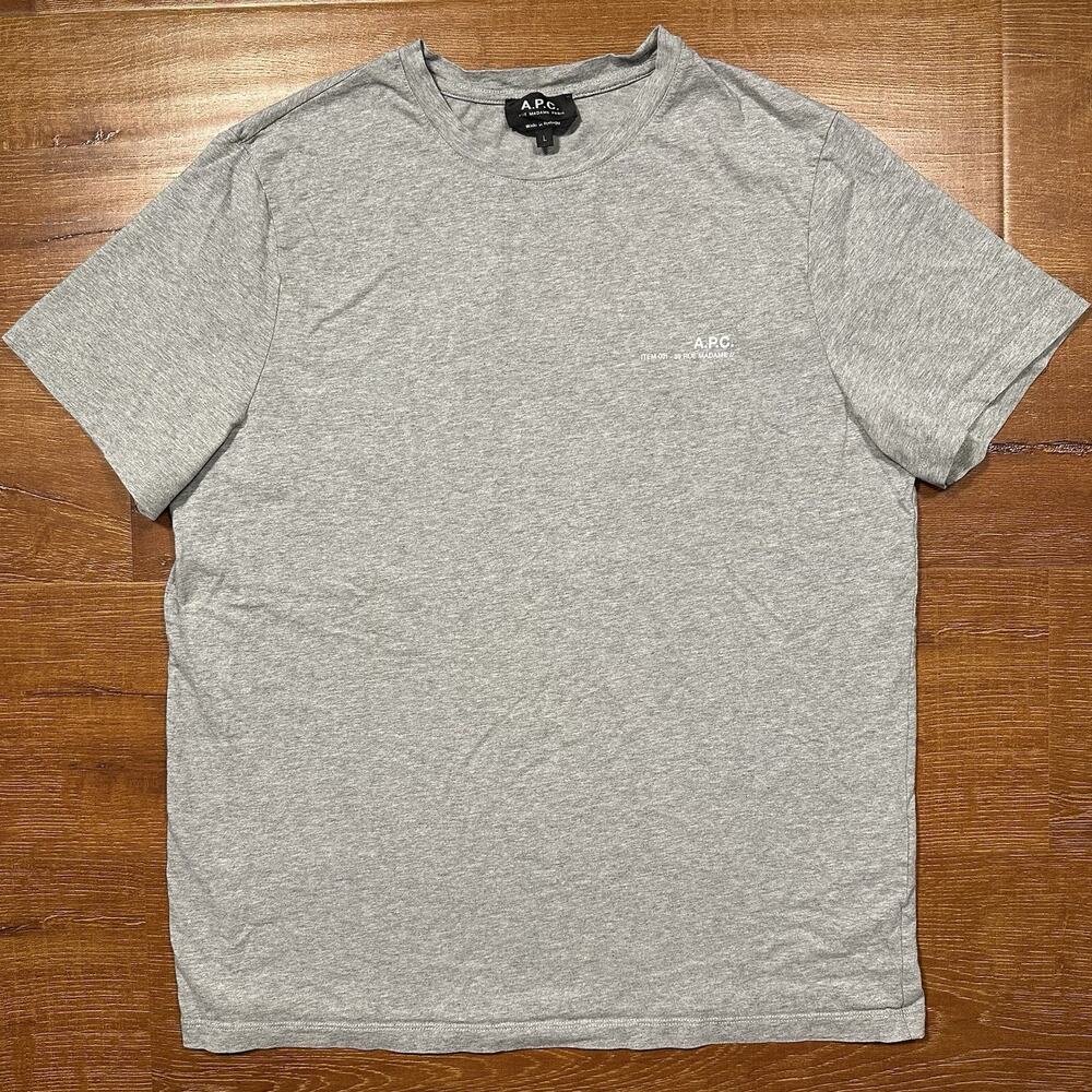 APC T Shirt Mens M Gray Short Sleeve Crew Neck Cotton Portugal Designer Luxury
